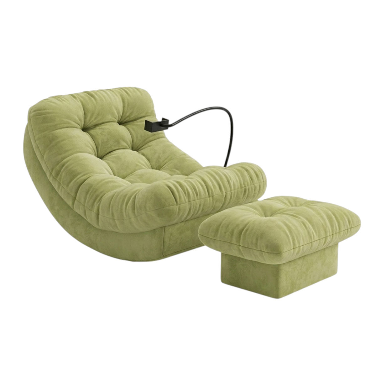 Solid Wood Moon Rocking Chair with Optional Footrest for Living Room and Bedroom