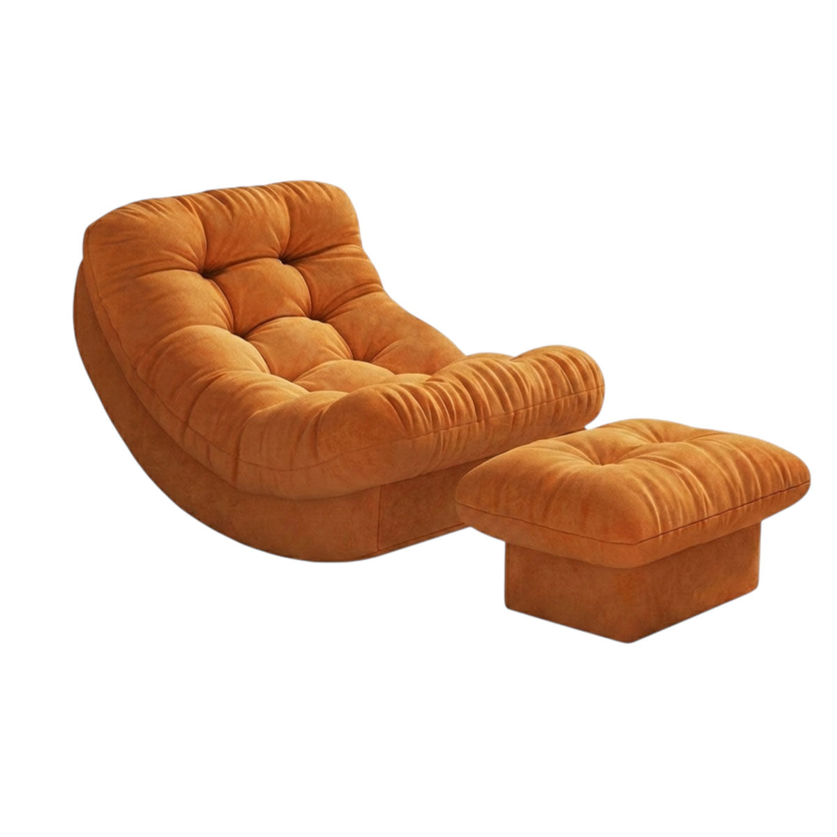 Solid Wood Moon Rocking Chair with Optional Footrest for Living Room and Bedroom