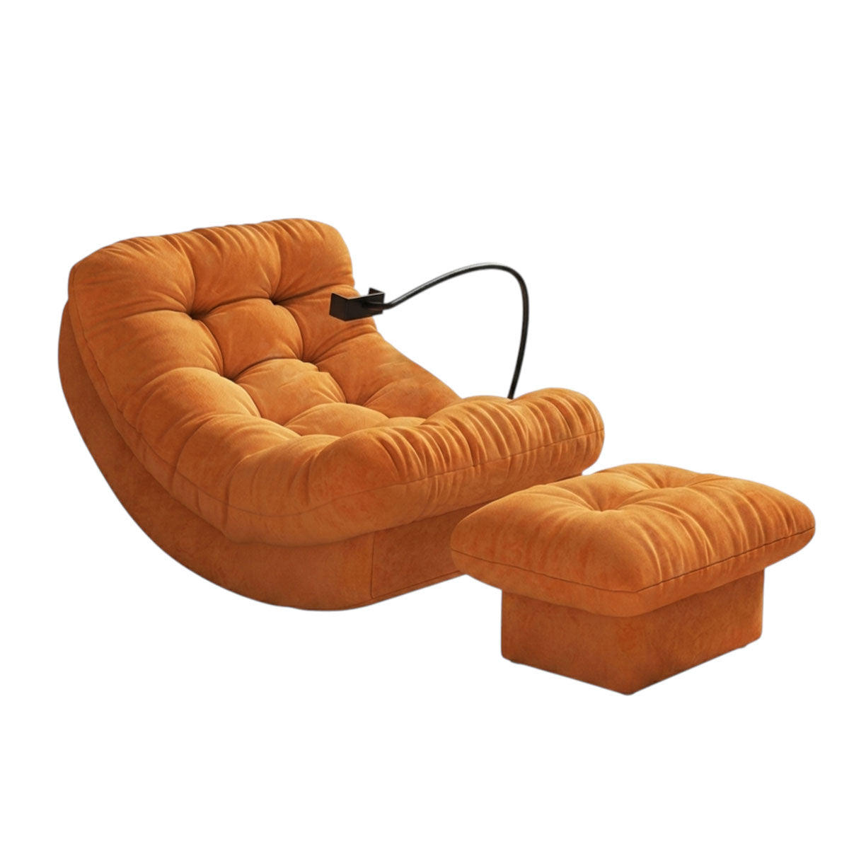 Solid Wood Moon Rocking Chair with Optional Footrest for Living Room and Bedroom