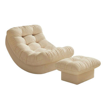 Solid Wood Moon Rocking Chair with Optional Footrest for Living Room and Bedroom