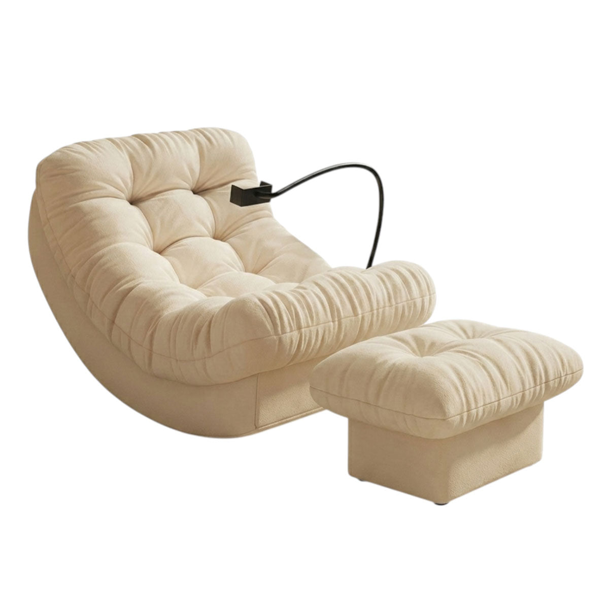 Solid Wood Moon Rocking Chair with Optional Footrest for Living Room and Bedroom