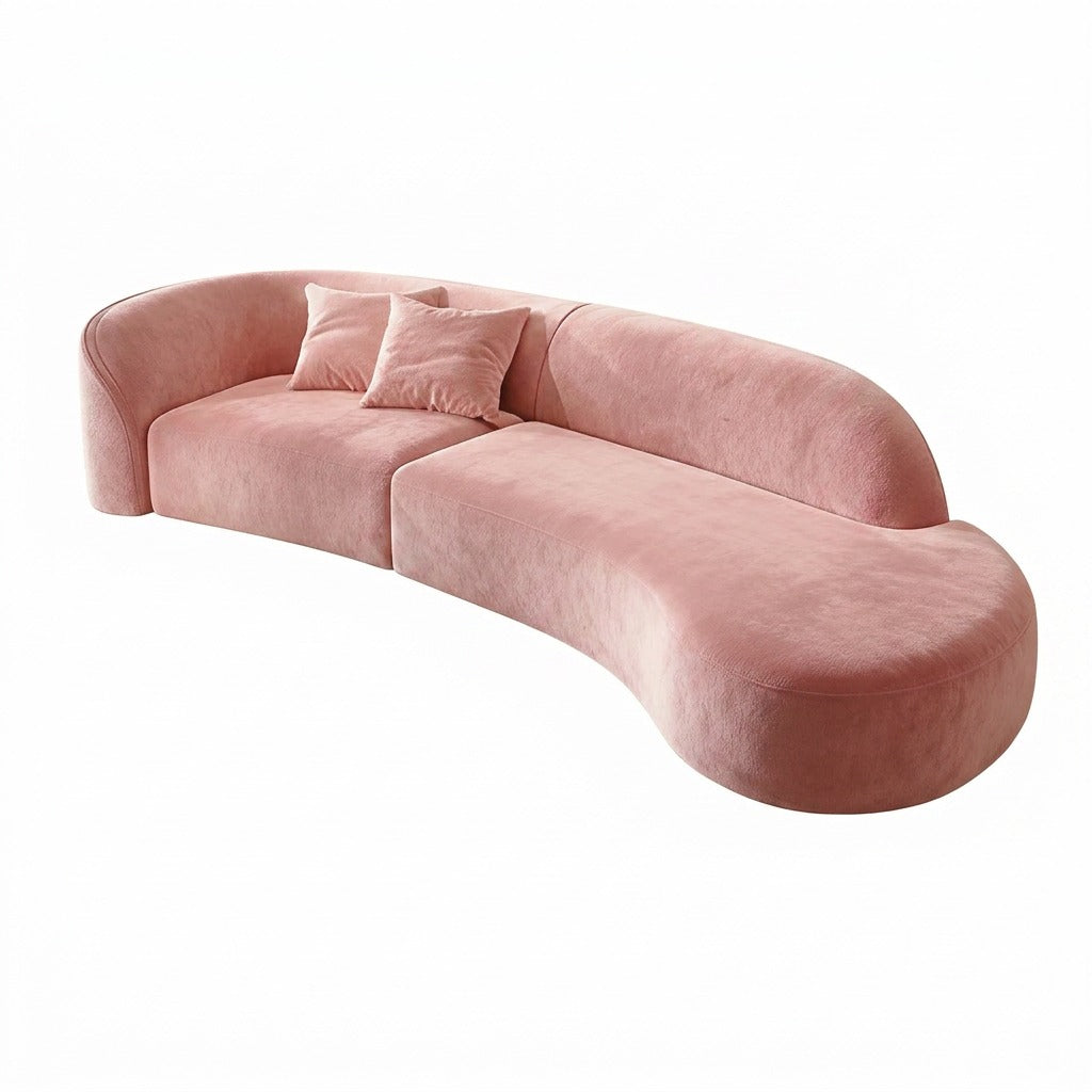 Modern Curved Sofa Nano Triple-Protection Tech Fabric 2.2m-4.0m Size
