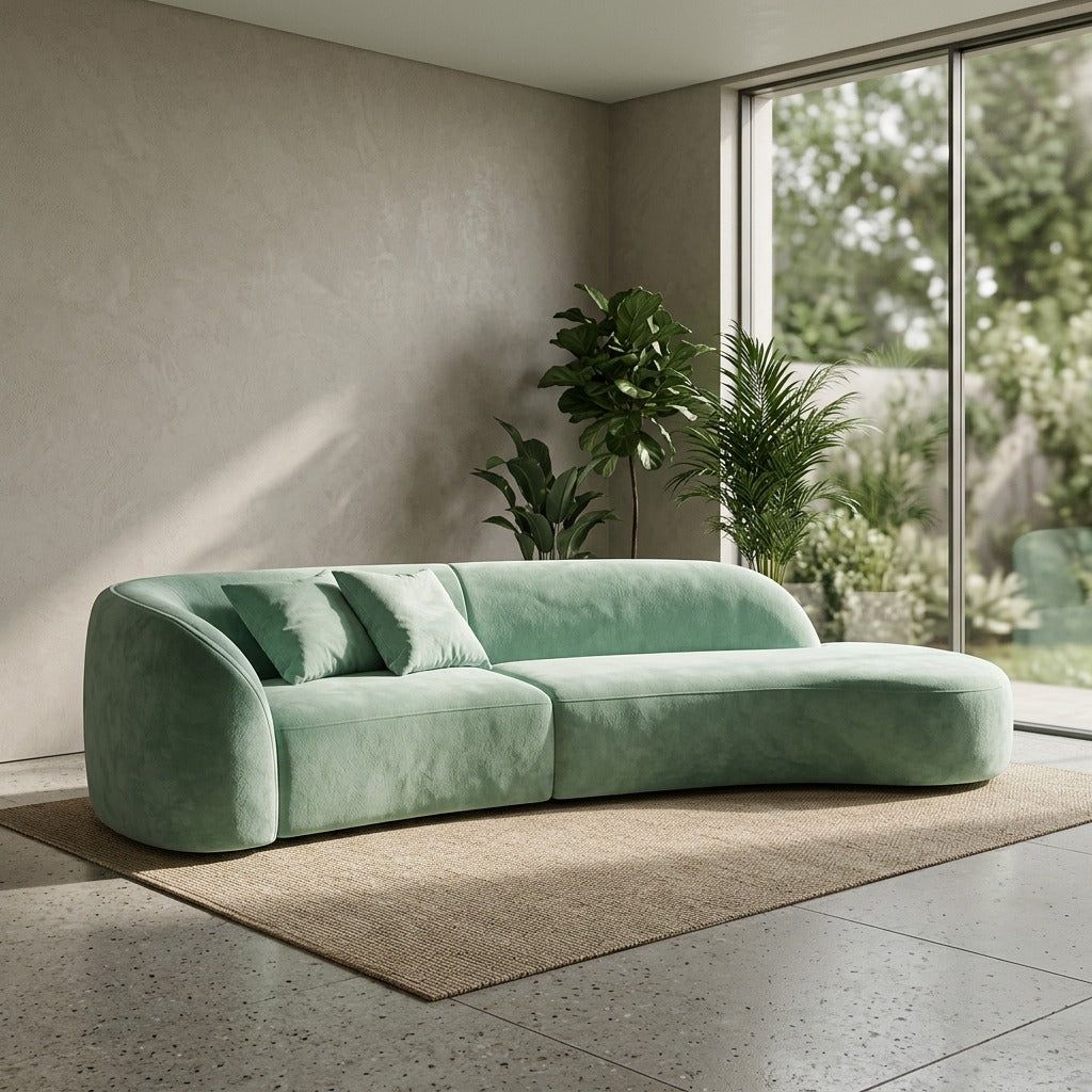 Modern Curved Sofa Nano Triple-Protection Tech Fabric 2.2m-4.0m Size