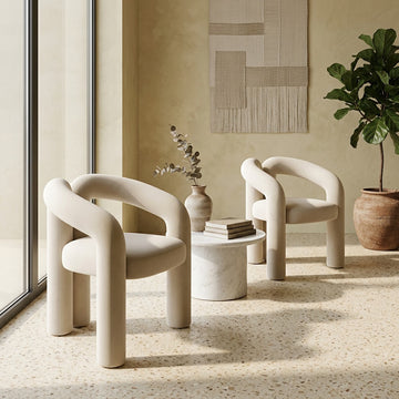 Modern Single Sofa Chair Set 1 Table & 3 Chairs for Salons  Elastic Velvet