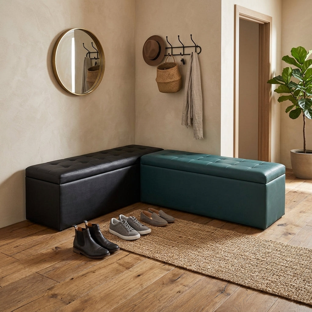 Rectangular Storage Ottoman Bench Home Entryway Fitting Room Sofa Footstool