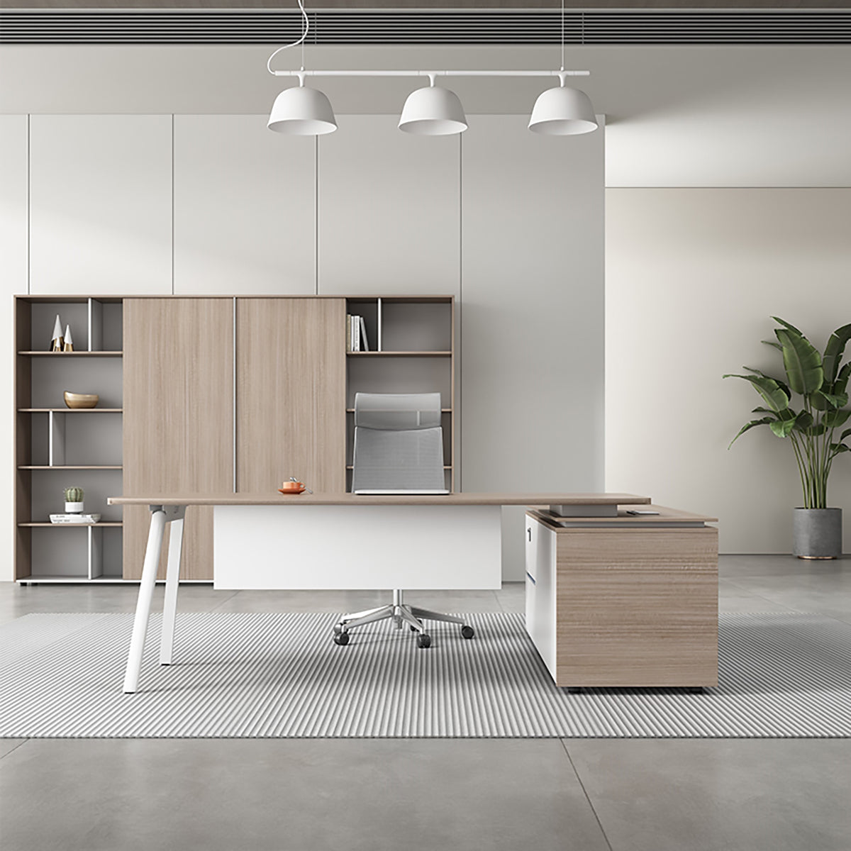 BDLFurniture Modern Executive Desk Set L-Shaped Manager Desk Optional Cabinet and Chair Combo