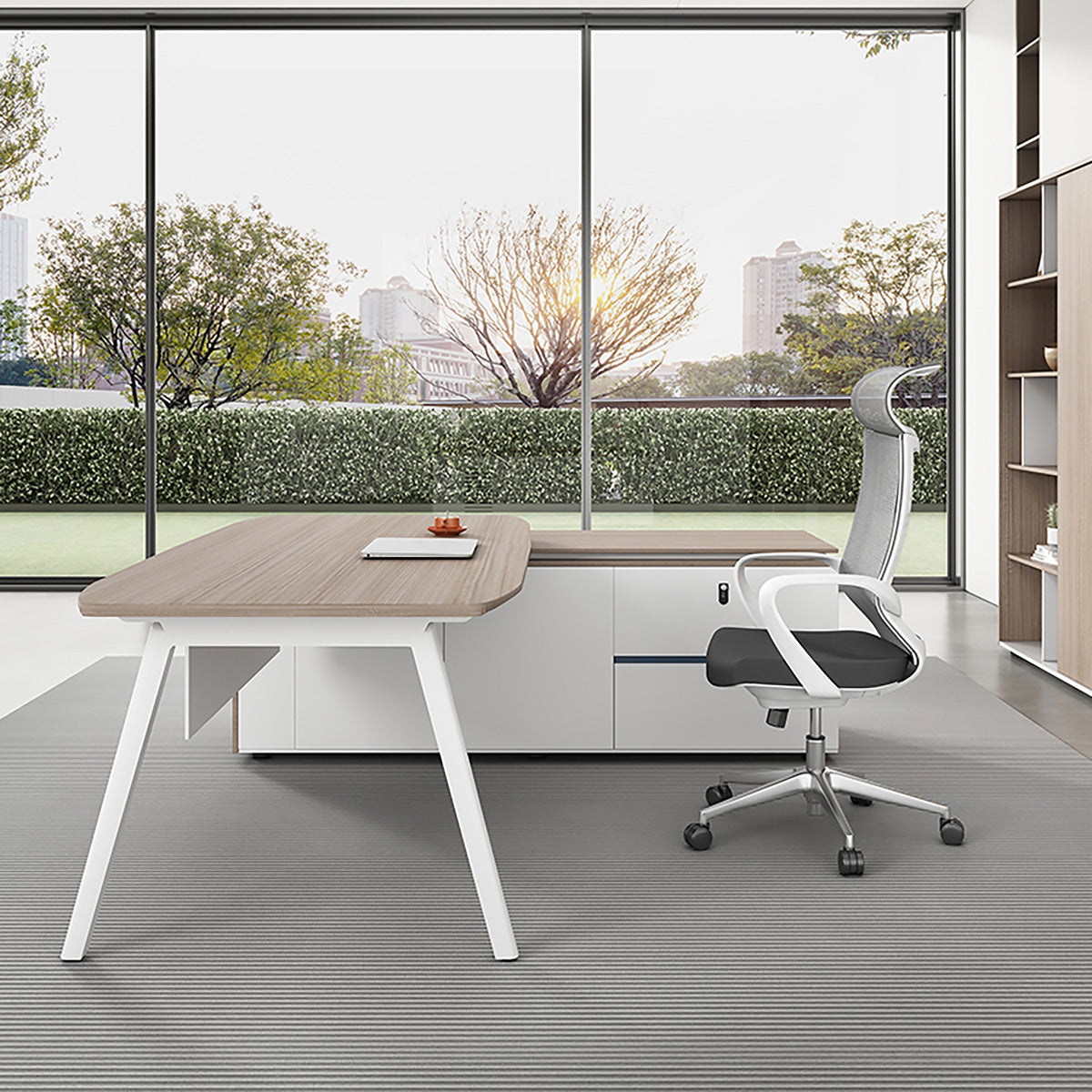 BDLFurniture Modern Executive Desk Set L-Shaped Manager Desk Optional Cabinet and Chair Combo