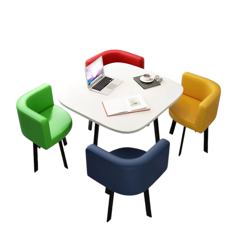 BDLFurniture Modern Meeting Table and 4 Chairs Set Office Shop Lounge Desk Round Square Options