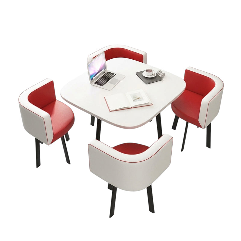 BDLFurniture Modern Meeting Table and 4 Chairs Set Office Shop Lounge Desk Round Square Options