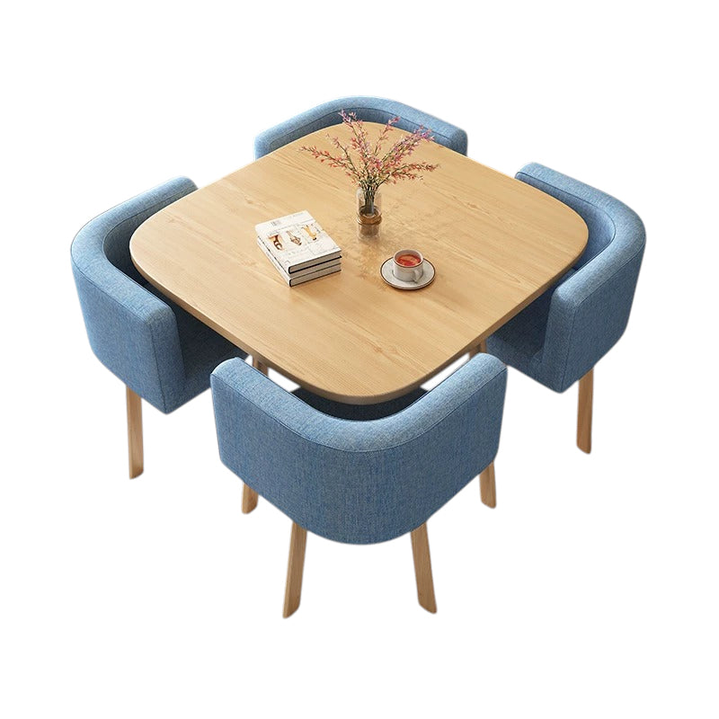 BDLFurniture Modern Square Meeting Table and 4 Chairs Set Office Balcony Dining Space Saver