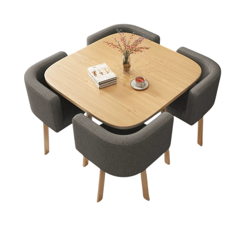 BDLFurniture Modern Square Meeting Table and 4 Chairs Set Office Balcony Dining Space Saver