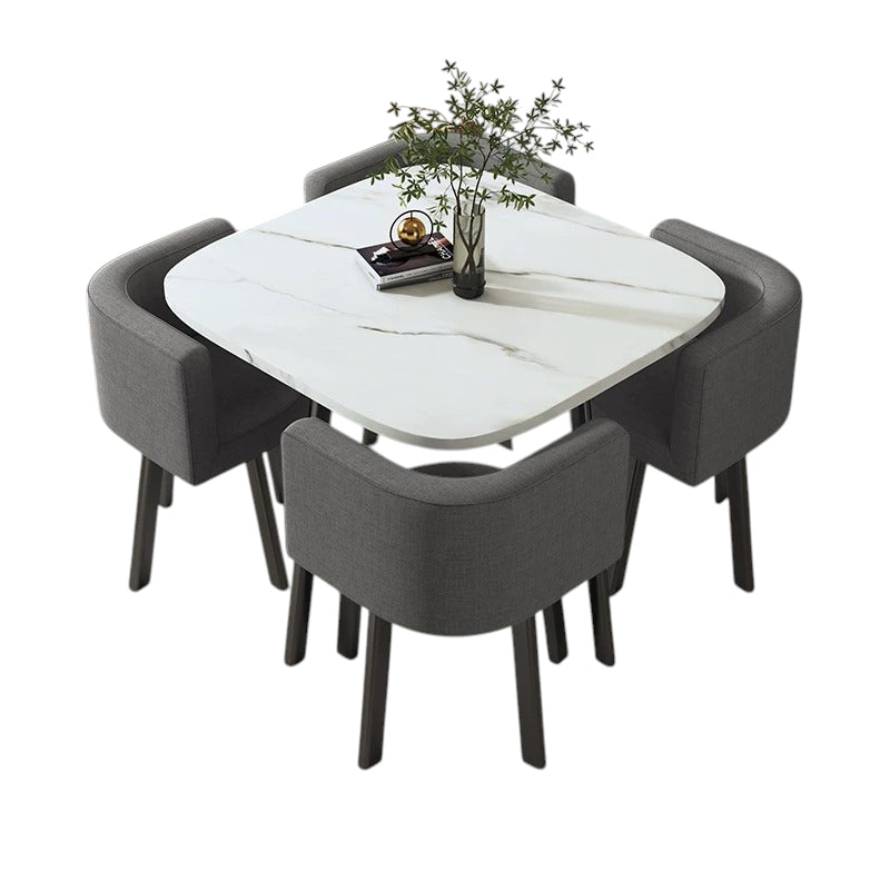 BDLFurniture Modern Square Meeting Table and 4 Chairs Set Office Balcony Dining Space Saver