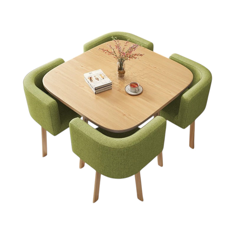 BDLFurniture Modern Square Meeting Table and 4 Chairs Set Office Balcony Dining Space Saver