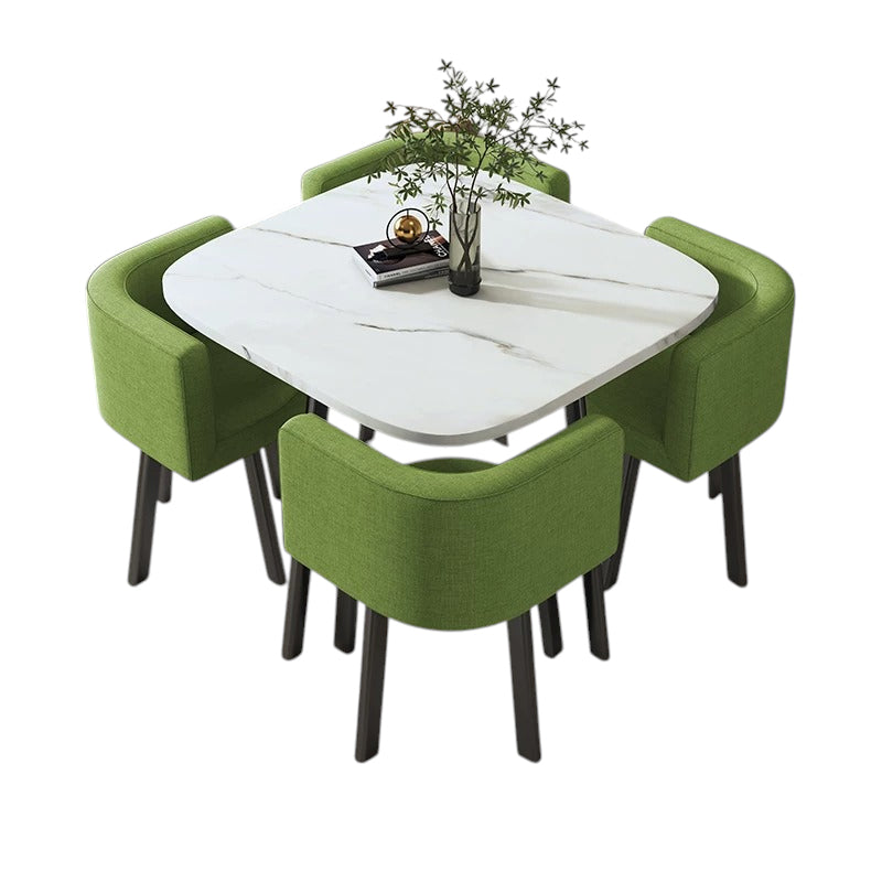 BDLFurniture Modern Square Meeting Table and 4 Chairs Set Office Balcony Dining Space Saver