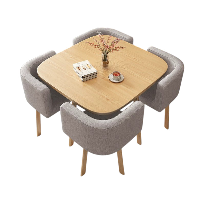 BDLFurniture Modern Square Meeting Table and 4 Chairs Set Office Balcony Dining Space Saver