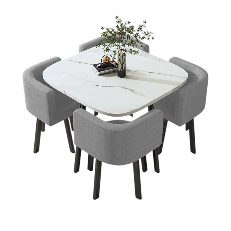 BDLFurniture Modern Square Meeting Table and 4 Chairs Set Office Balcony Dining Space Saver