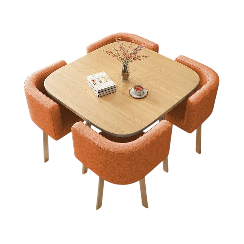 BDLFurniture Modern Square Meeting Table and 4 Chairs Set Office Balcony Dining Space Saver