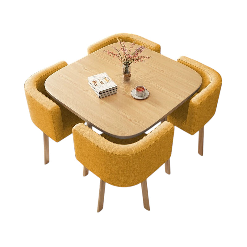 BDLFurniture Modern Square Meeting Table and 4 Chairs Set Office Balcony Dining Space Saver