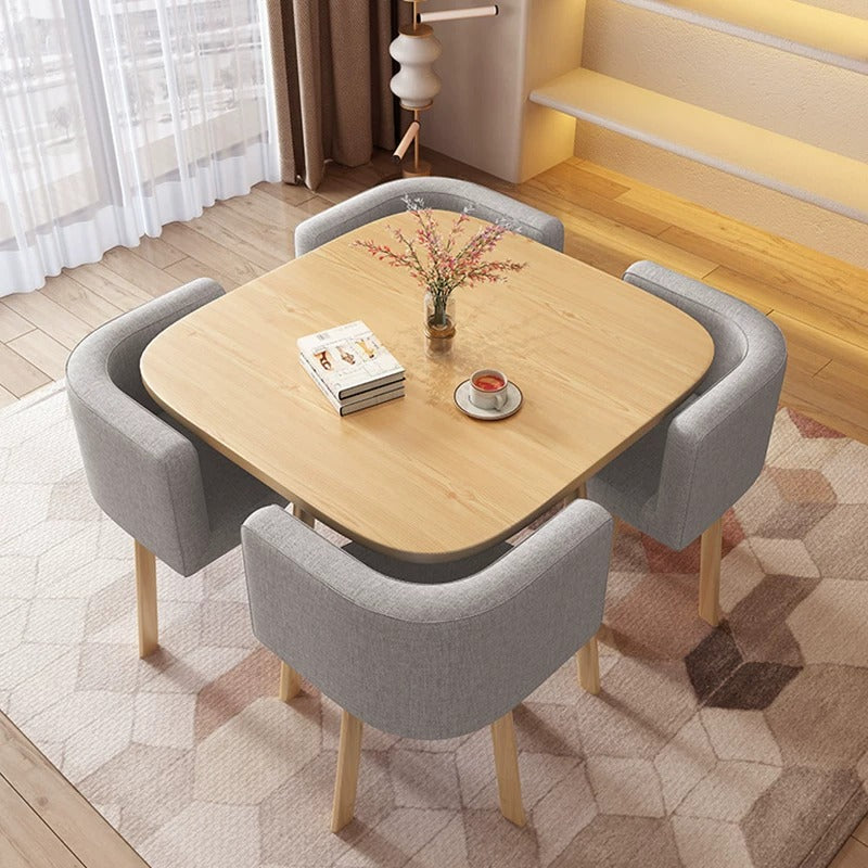 BDLFurniture Modern Square Meeting Table and 4 Chairs Set Office Balcony Dining Space Saver