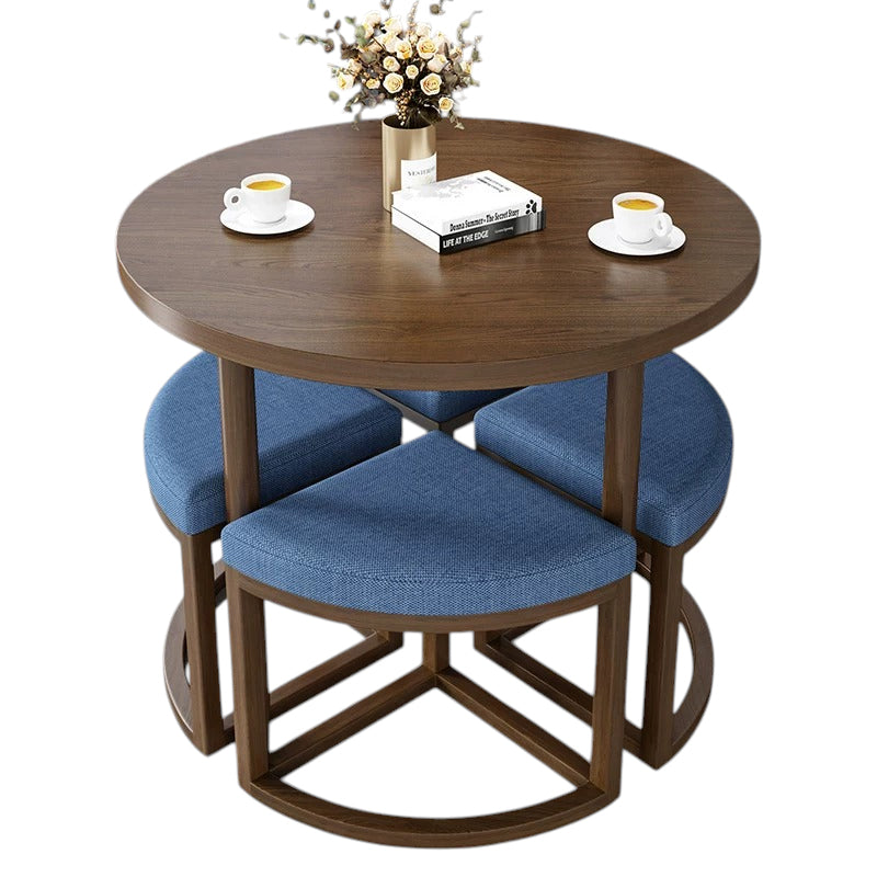BDLFurniture 80cm Round Table and 4 Chairs Set Cafe Shop Lounge Desk Tuck In Space Saver