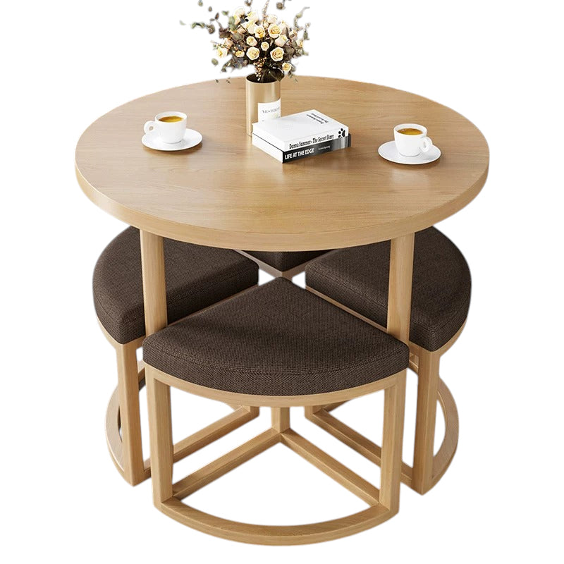 BDLFurniture 80cm Round Table and 4 Chairs Set Cafe Shop Lounge Desk Tuck In Space Saver