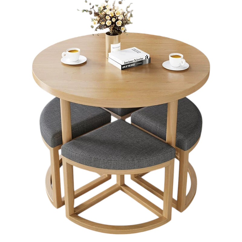 BDLFurniture 80cm Round Table and 4 Chairs Set Cafe Shop Lounge Desk Tuck In Space Saver