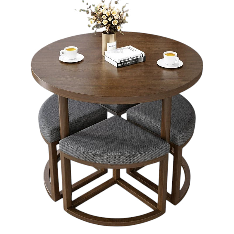 BDLFurniture 80cm Round Table and 4 Chairs Set Cafe Shop Lounge Desk Tuck In Space Saver