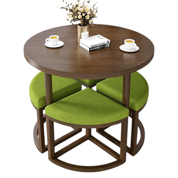 BDLFurniture 80cm Round Table and 4 Chairs Set Cafe Shop Lounge Desk Tuck In Space Saver