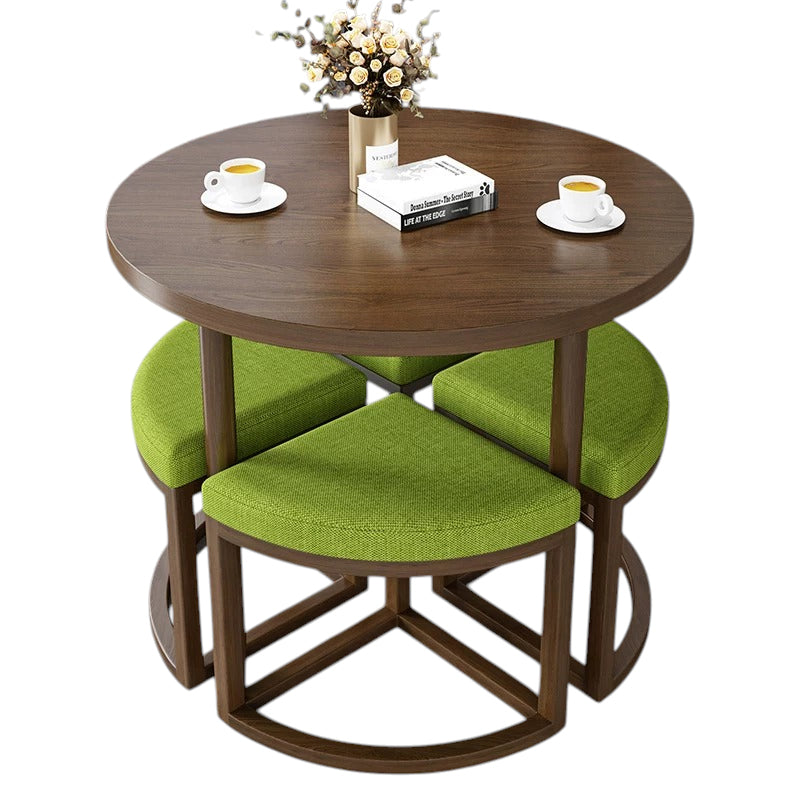 BDLFurniture 80cm Round Table and 4 Chairs Set Cafe Shop Lounge Desk Tuck In Space Saver