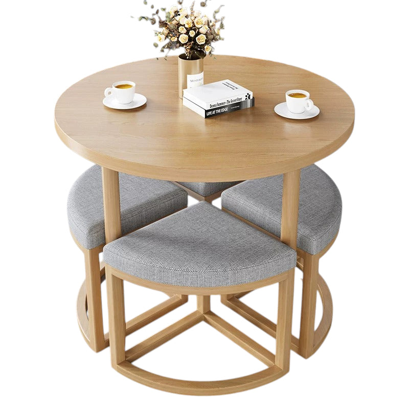 BDLFurniture 80cm Round Table and 4 Chairs Set Cafe Shop Lounge Desk Tuck In Space Saver