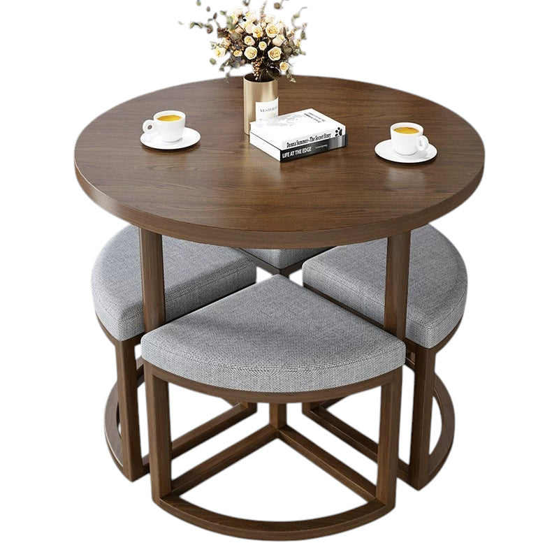 BDLFurniture 80cm Round Table and 4 Chairs Set Cafe Shop Lounge Desk Tuck In Space Saver