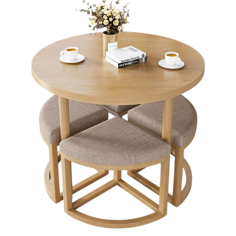 BDLFurniture 80cm Round Table and 4 Chairs Set Cafe Shop Lounge Desk Tuck In Space Saver