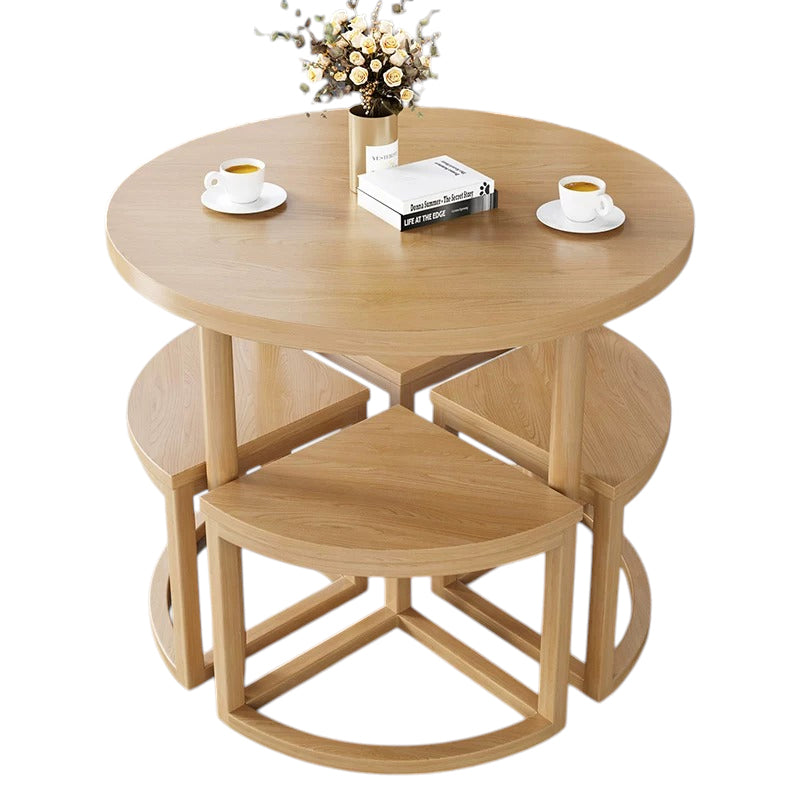BDLFurniture 80cm Round Table and 4 Chairs Set Cafe Shop Lounge Desk Tuck In Space Saver