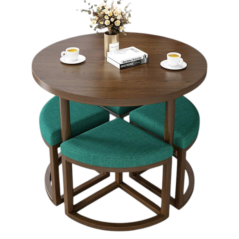 BDLFurniture 80cm Round Table and 4 Chairs Set Cafe Shop Lounge Desk Tuck In Space Saver