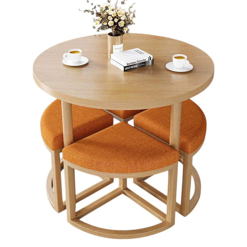 BDLFurniture 80cm Round Table and 4 Chairs Set Cafe Shop Lounge Desk Tuck In Space Saver