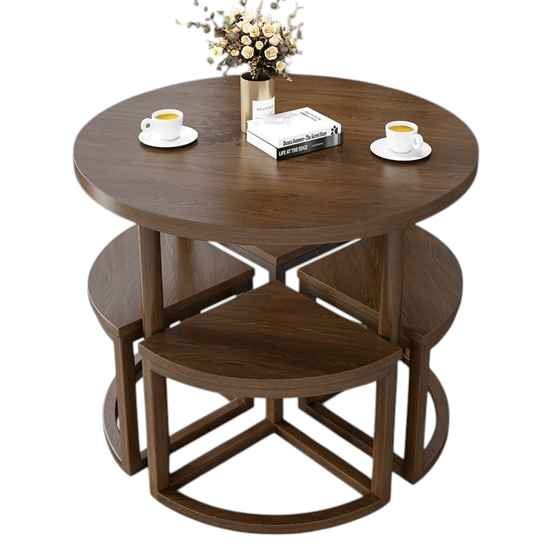 BDLFurniture 80cm Round Table and 4 Chairs Set Cafe Shop Lounge Desk Tuck In Space Saver