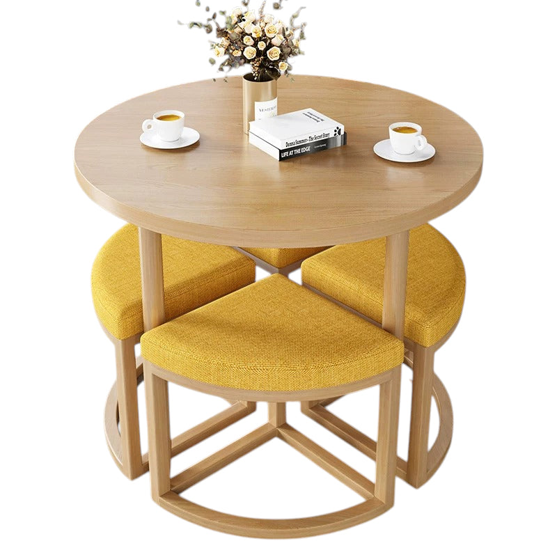 BDLFurniture 80cm Round Table and 4 Chairs Set Cafe Shop Lounge Desk Tuck In Space Saver