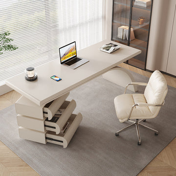 BDLFurniture Cream French Modern Executive Desk Home Office Writing Desk Matching Chair Option