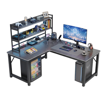 BDLFurniture L-Shaped Corner Gaming Desk Bookshelf Combo Bedroom Study Table 120-160cm Option
