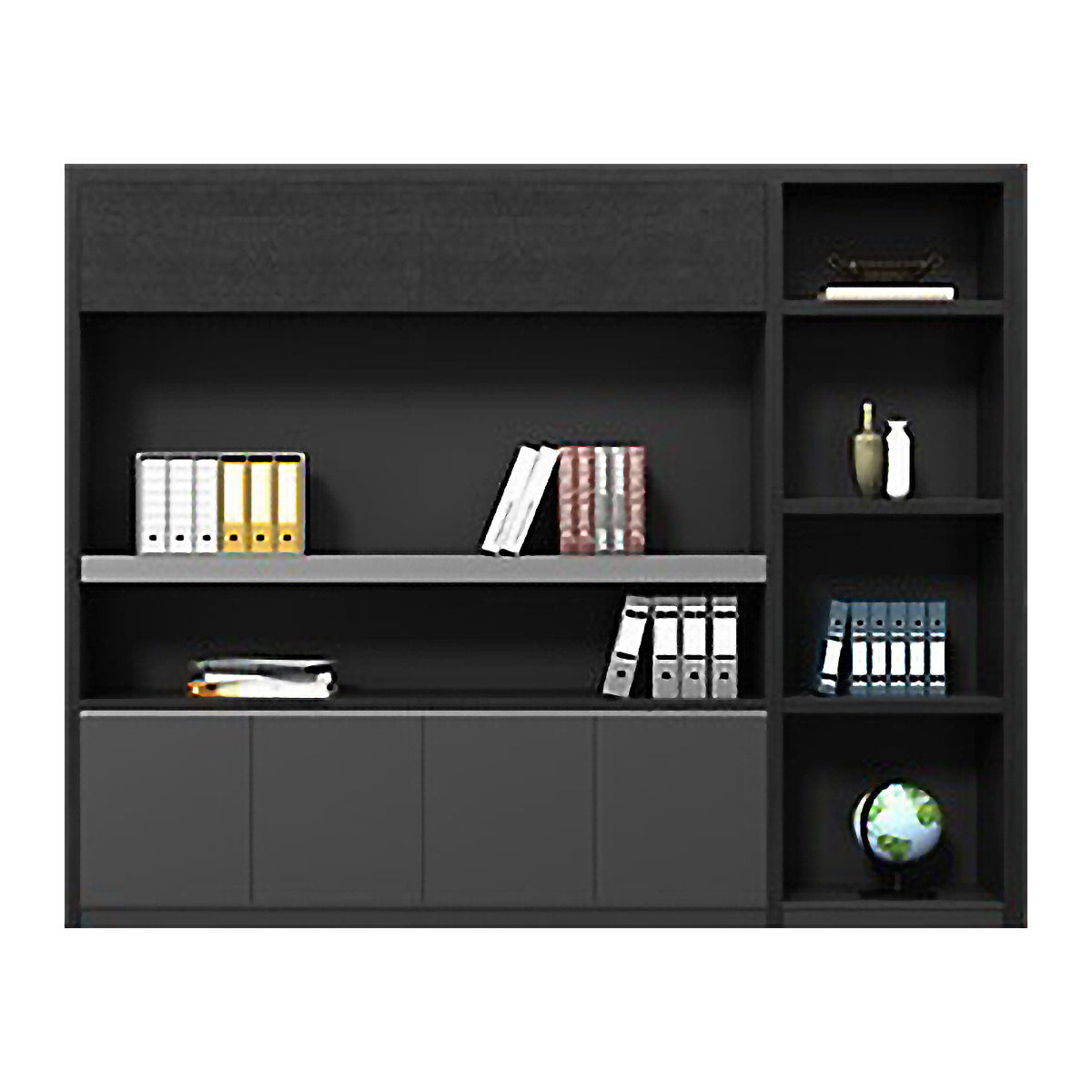 BDLFurniture Modern Black L Shaped Executive Desk 5cm Thick Top Table Cabinet Chair 180-280cm