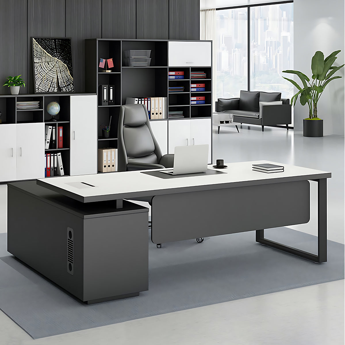 BDLFurniture Modern L-Shaped Executive Desk with Side Return Optional Cabinet Chair 160-220cm