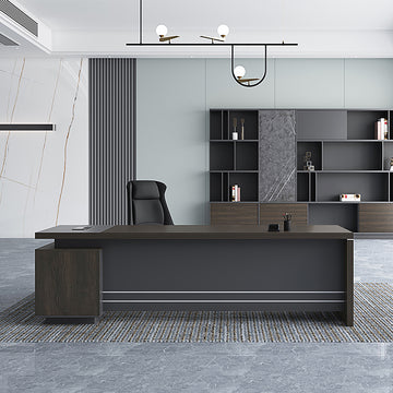 BDLFurniture Modern L-Shaped Executive Desk with Return Optional File Cabinet Chair 160-320cm