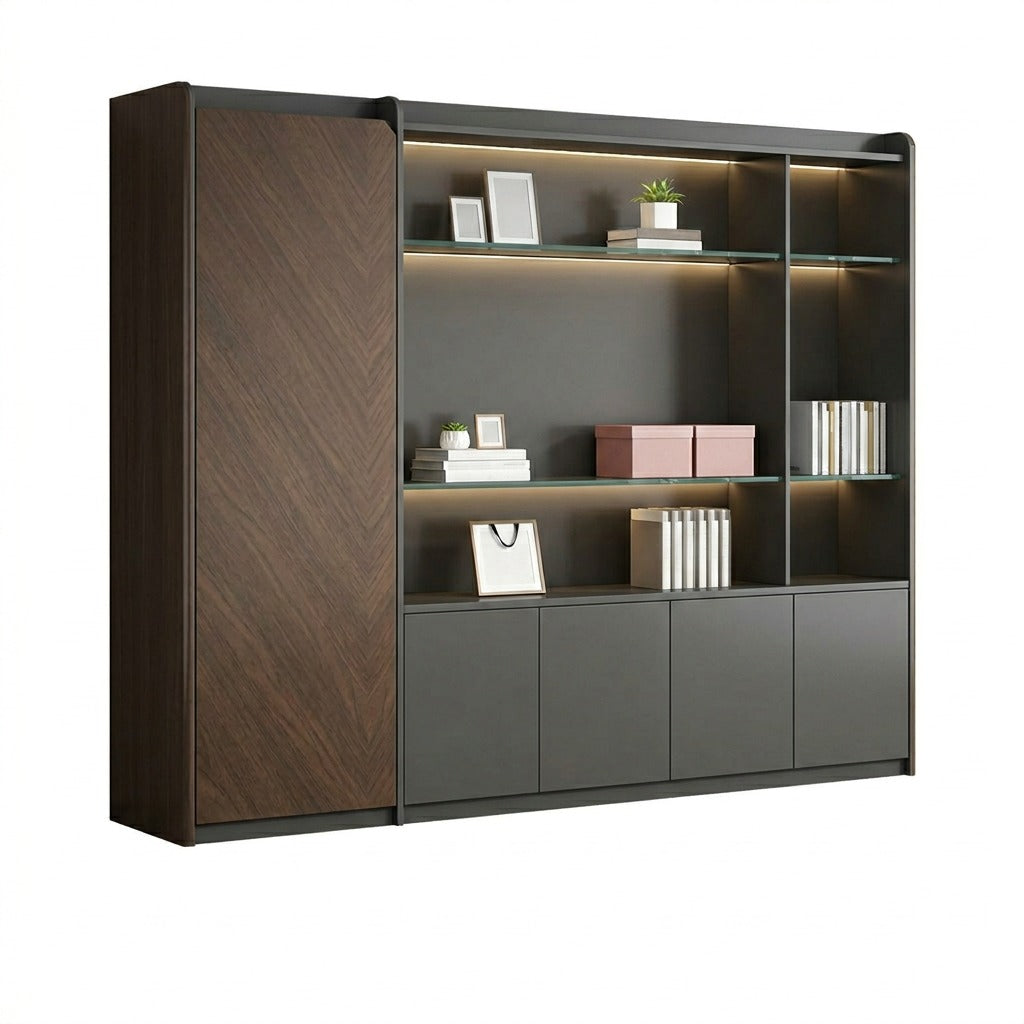 Executive L-Shaped Desk: 5cm Thick Top with LED & Media Hub | 1.6m-3.4m