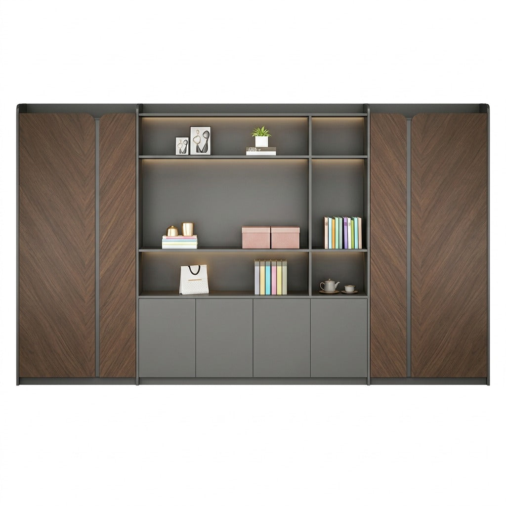 Executive L-Shaped Desk: 5cm Thick Top with LED & Media Hub | 1.6m-3.4m