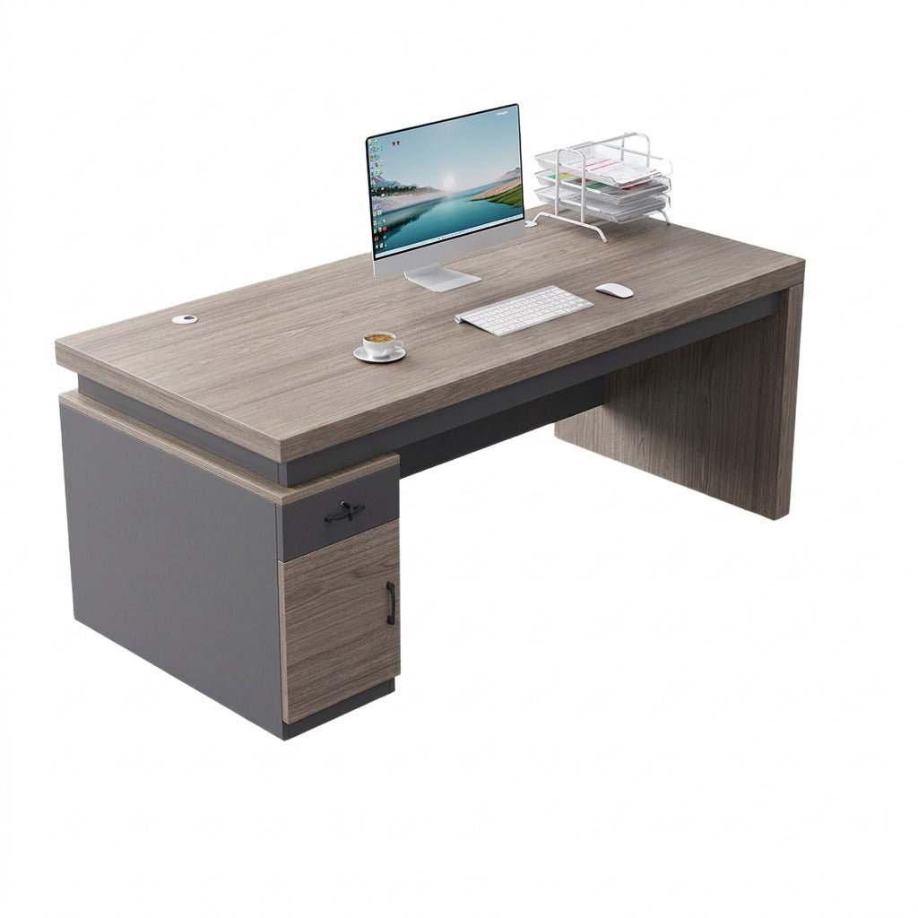Modern Office Desk 120-180cm Executive Manager Workstation Walnut Walnut Wood