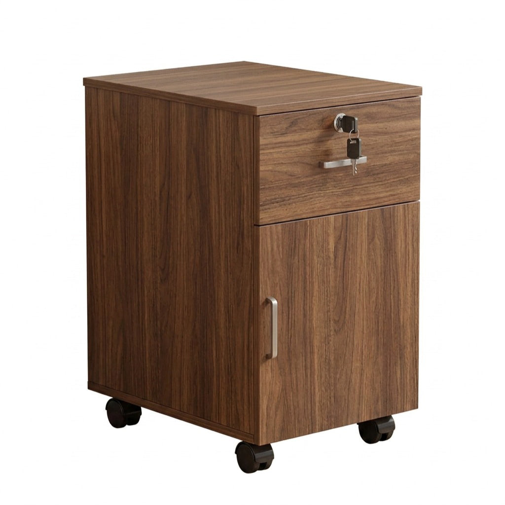 Rectangular Executive Desk Home Office Study Table Walnut Desk Mobile Cabinet
