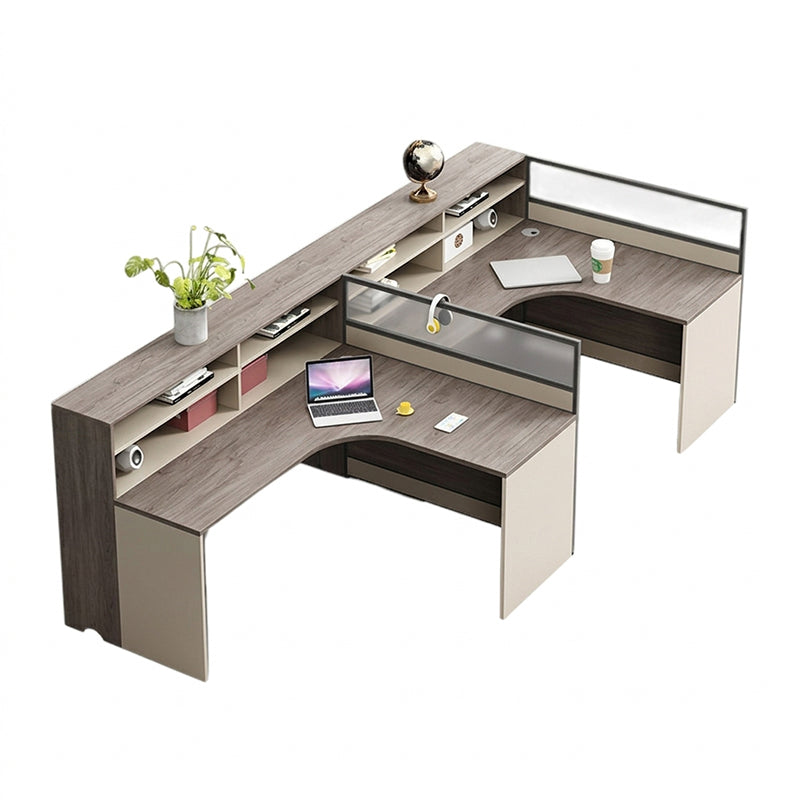 L Shaped Office Workstation & Desk with Partition 4 6 Person Staff Corner & Office Desk and Chair