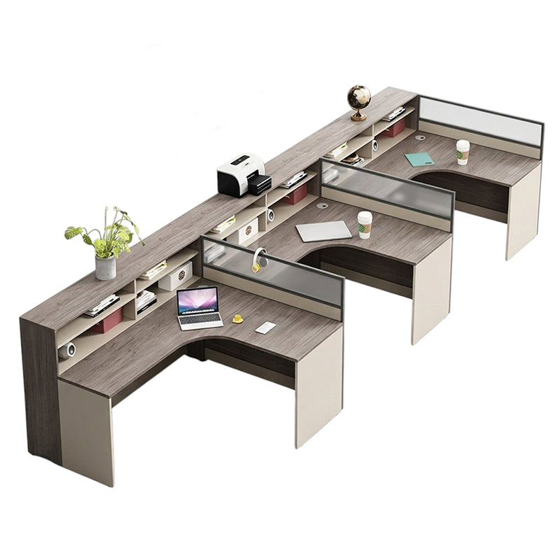 L Shaped Office Workstation & Desk with Partition 4 6 Person Staff Corner & Office Desk and Chair