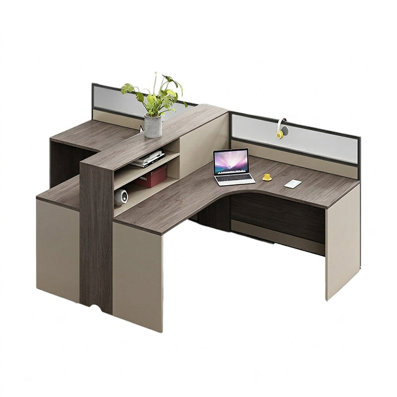L Shaped Office Workstation & Desk with Partition 4 6 Person Staff Corner & Office Desk and Chair