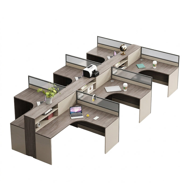 L Shaped Office Workstation & Desk with Partition 4 6 Person Staff Corner & Office Desk and Chair